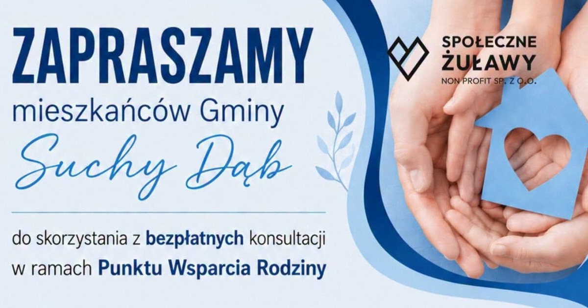 •09:43 Potrzebujesz pomocy? W Suchym Dębie działa Punkt Wsparcia Rodziny