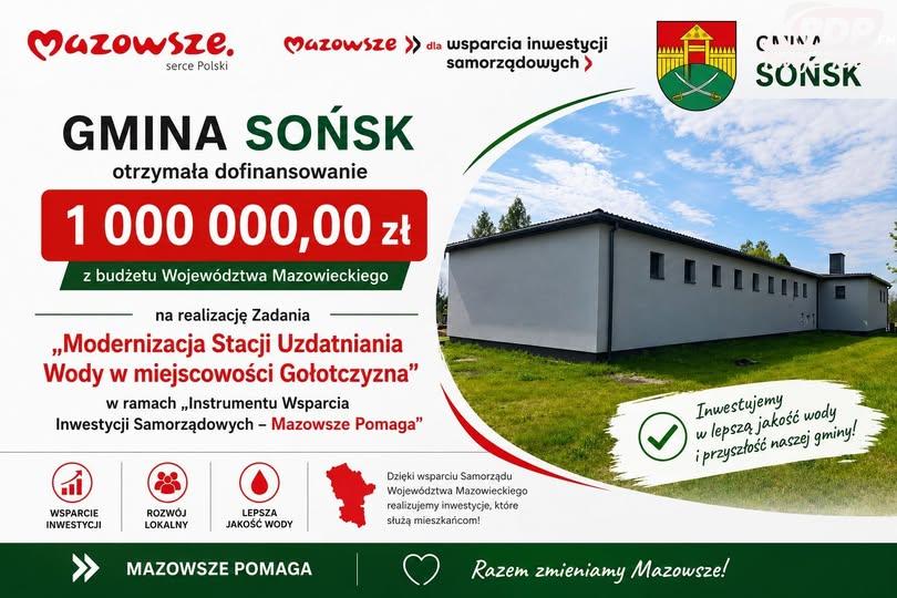 1,1 mln zł dofinansowania trafi na zadania realizowane na terenie gminy Sońsk