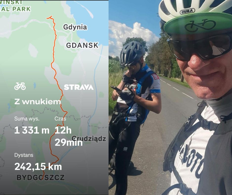 13-latek wraz ze swoim 67-letnim dziadkiem przejechali w ciągu jednego dnia ponad 240 km. Wyczyn te może stać się Rekordem Polski