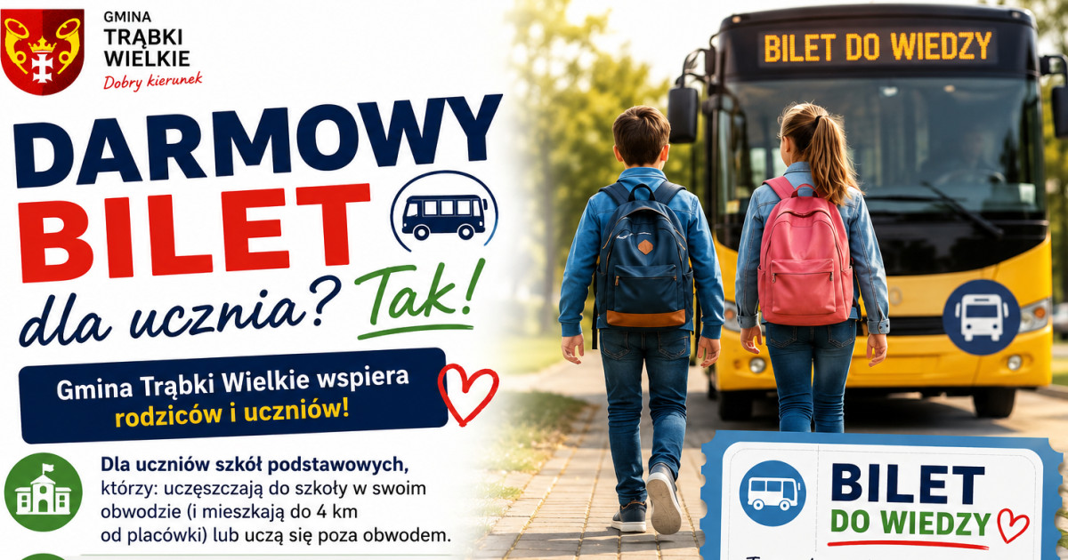•15:17 Bezpłatne przejazdy do szkoły. Gmina Trąbki Wielkie czeka na wnioski