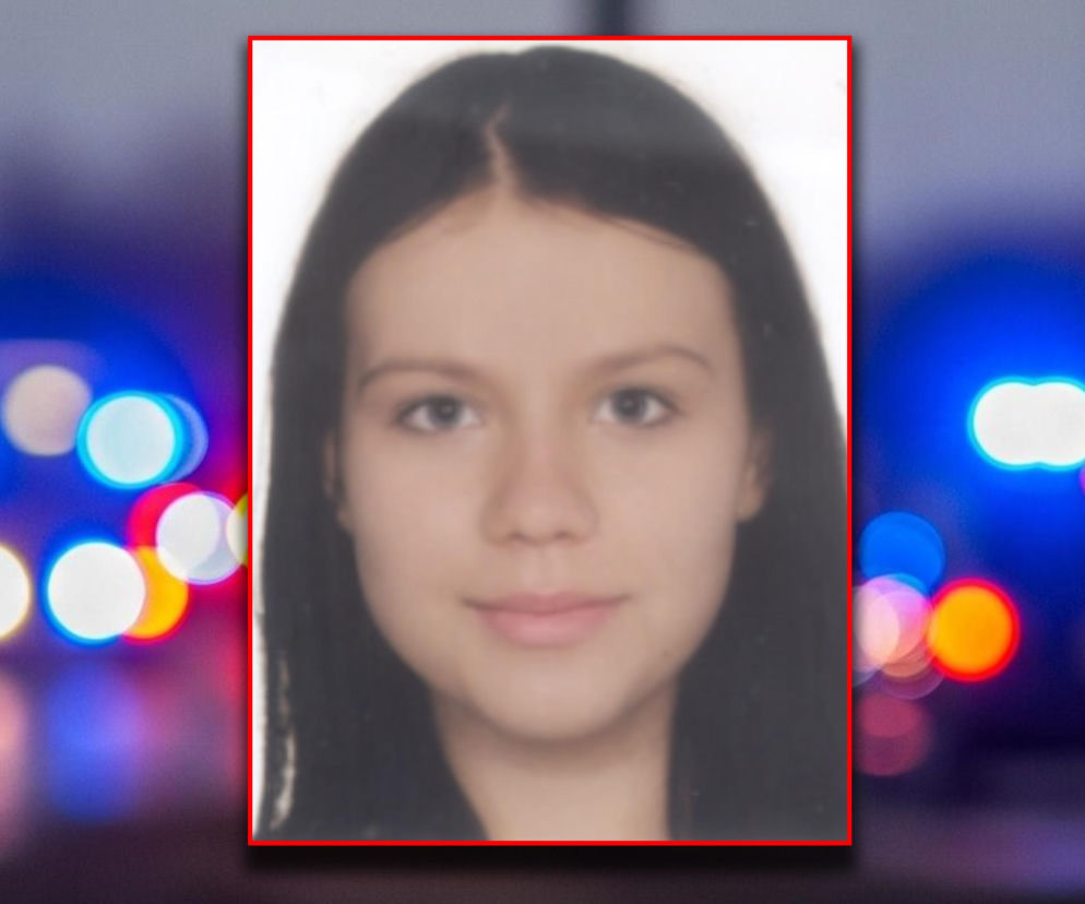Portret zaginionej Nadii Pawlak na tle radiowozu. O szczegółach akcji poszukiwawczej przeczytasz na Eska Bydgoszcz.