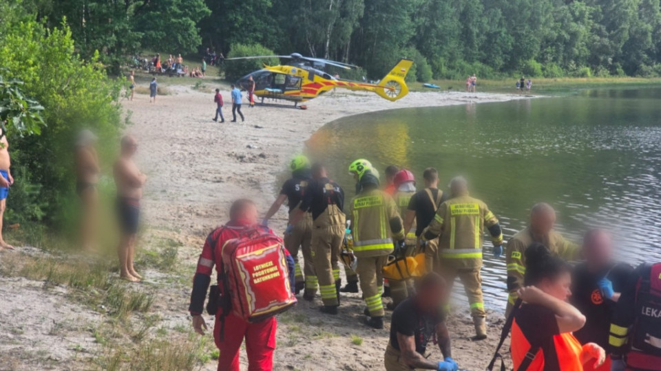 17:12 O krok od tragedii nad jeziorem Czaple. 61-latek śmigłowcem przetransportowany do szpitala