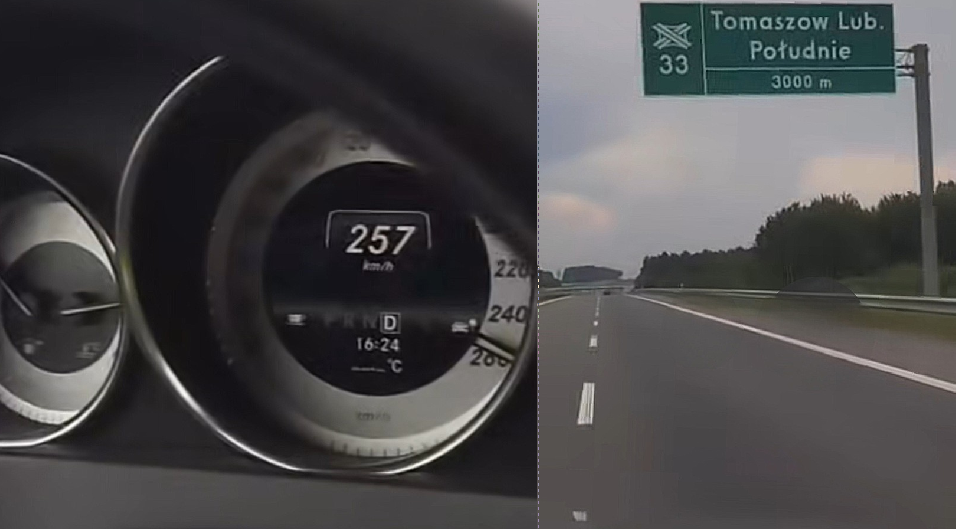 257 km/h na S17. Kierowca Mercedesa sam opublikował nagranie, został namierzony przez policjantów