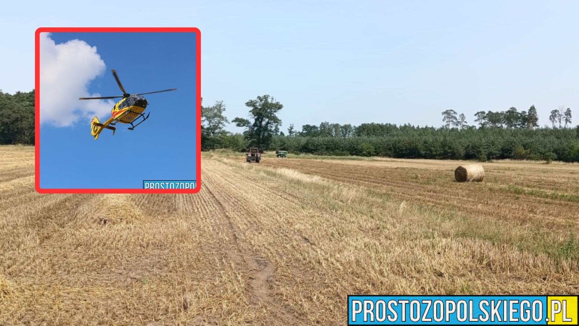 39-latek zasłabł podczas jazdy ciągnikiem. Wypadł z przyczepy, LPR przyleciał na miejsce