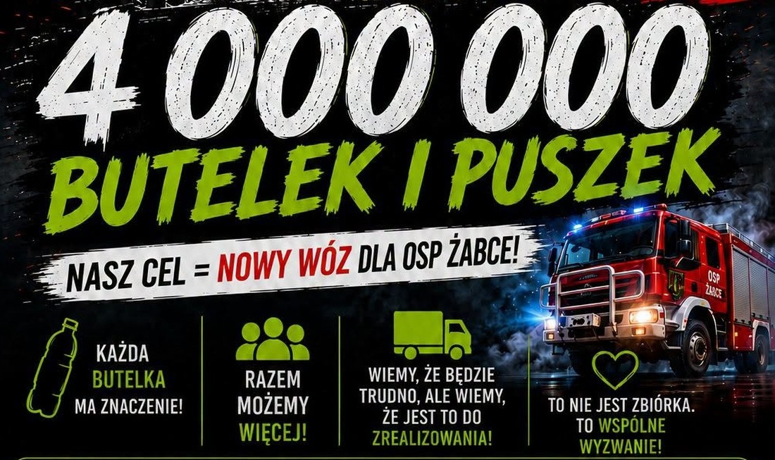 4 mln butelek i puszek = nowy wóz dla OSP Żabce