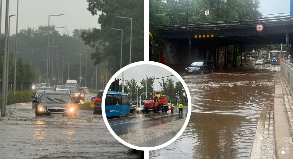 5 Ulewa nad Wrocławiem paraliżuje ruch w mieście. Zalane drogi...