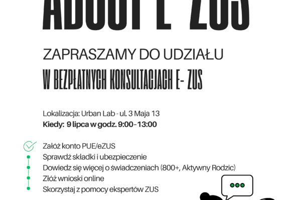 7 lipca 2026„about e-ZUS” – już w czwartek zapraszamy do Urban Lab w Rzeszowie