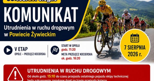 83. TOUR de POLOGNE. UTRUDNIENIA W RUCHU DROGOWYM (7 sierpnia 2026r.)