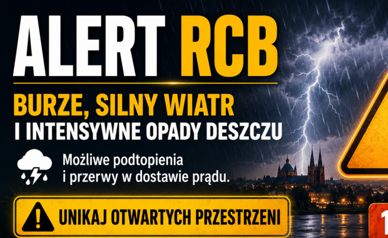 Alert RCB dla województwa śląskiego. Możliwe burze, podtopienia i przerwy w dostawie prądu