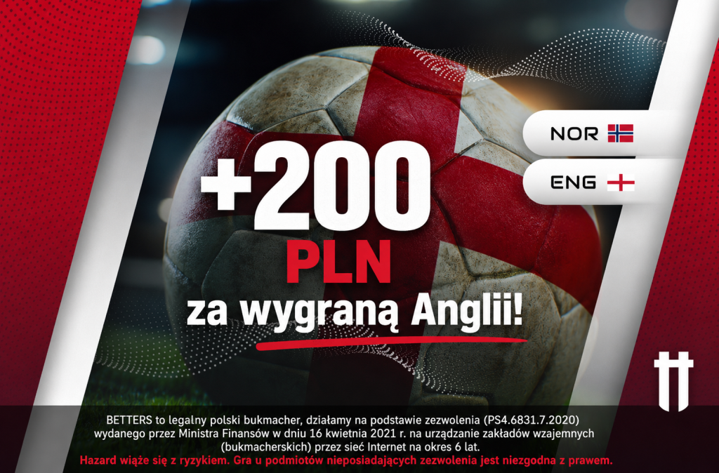 Anglia pokona Norwegię? Betters daje 200 zł freebetu za wygraną Synów Albionu