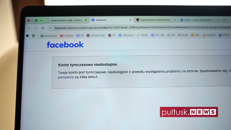 Awaria Facebooka. ,,Twoje konto jest tymczasowo niedostępne''