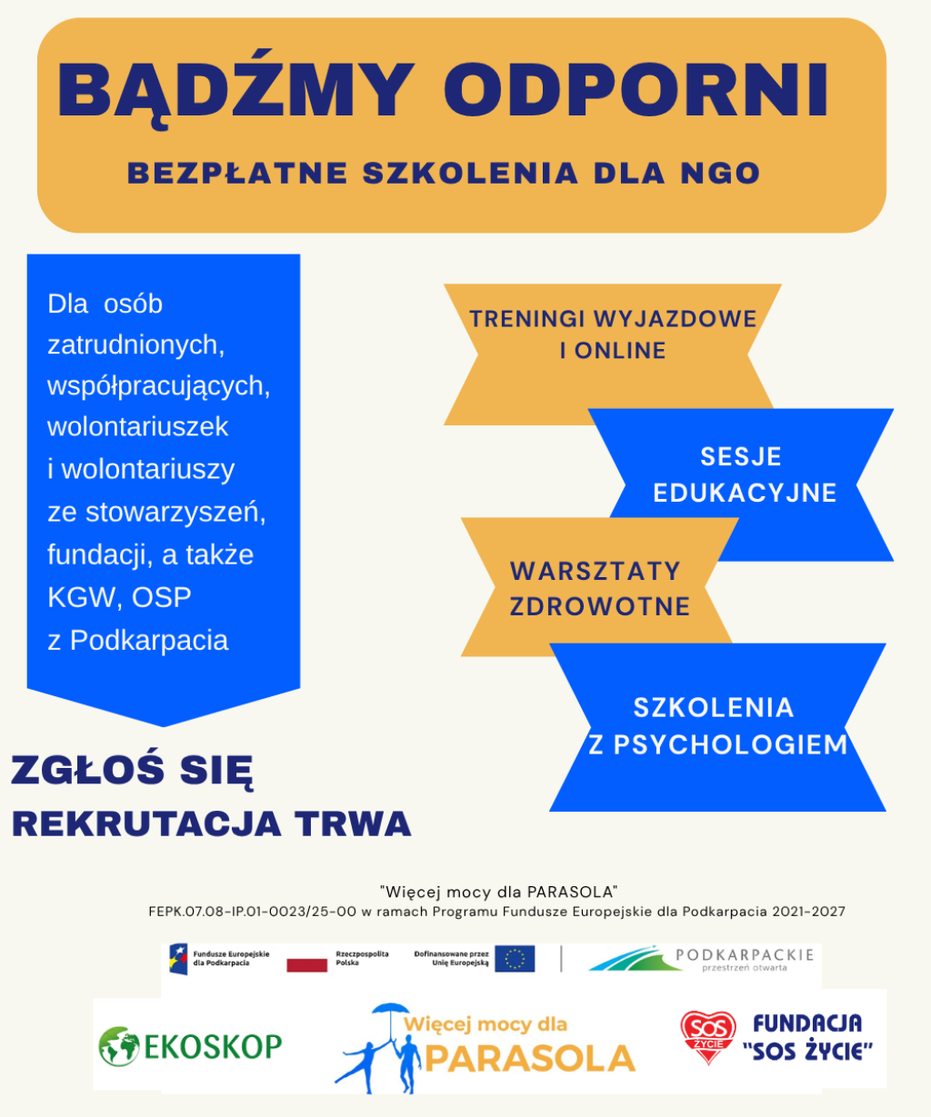 BĄDŹMY ODPORNI - bezpłatne szkolenia dla NGO
