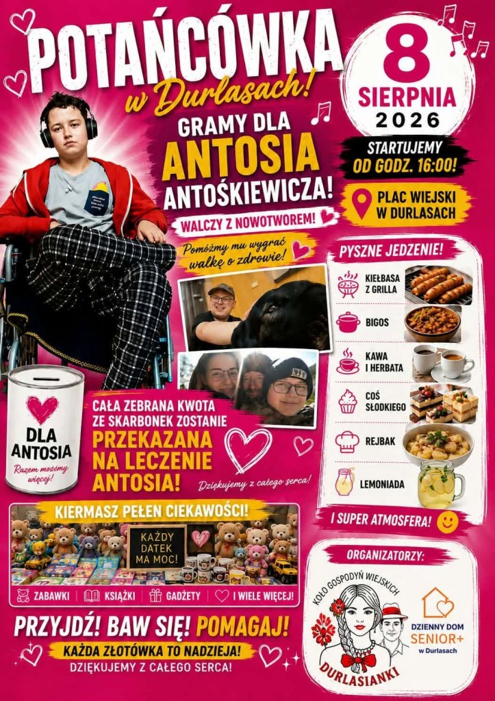 Będą tańczyć, jeść i zbierać na ratowanie życia. Potańcówka w Durlasach dla 18-letniego Antka!