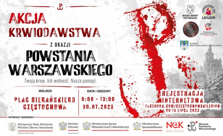 Będzie można oddać krew w hołdzie powstańcom. Wyjątkowa akcja na placu Biegańskiego