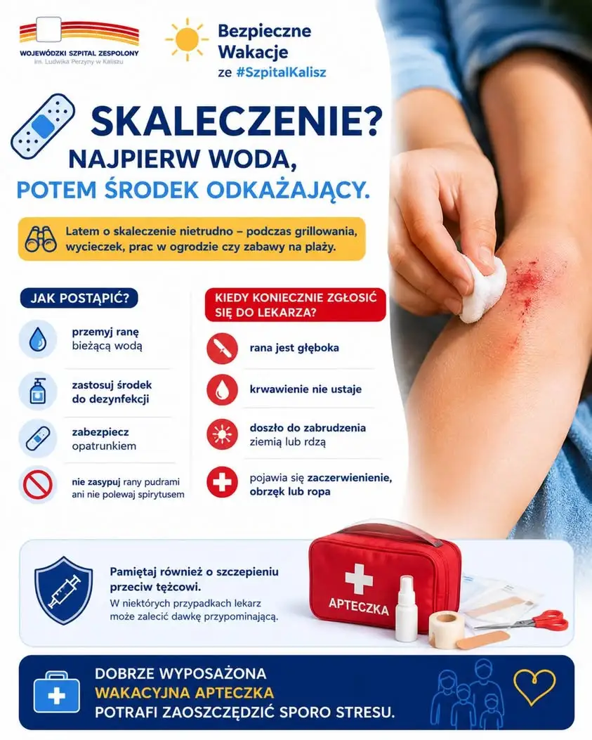 Bezpieczne wakacje: jak prawidłowo opatrzyć skaleczenie? Porady ze Szpitala w Kaliszu