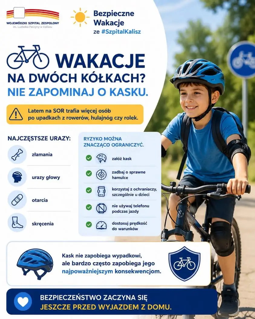 Bezpieczne wakacje na dwóch kółkach – apel kaliskiego szpitala