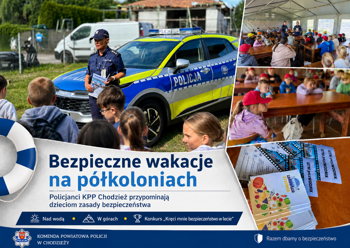 BEZPIECZNE WAKACJE ZACZYNAJĄ SIĘ OD WIEDZY. POLICJANCI ODWIEDZAJĄ MIEJSCA ZORGANIZOWANEGO WYPOCZYNKU DZIECI I MŁODZIEŻY