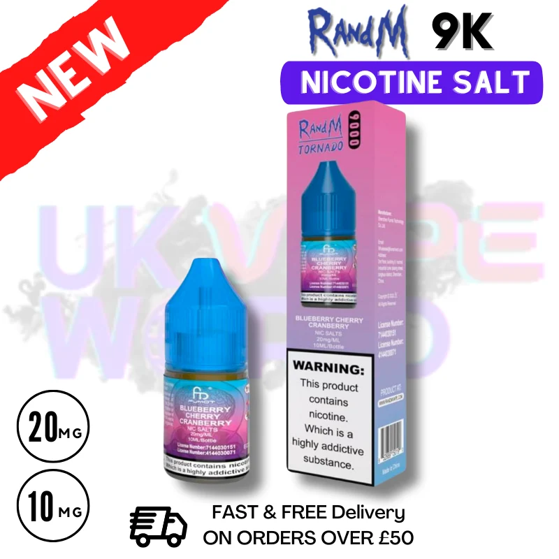 Blueberry Cherry Cranberry RandM Tornado 9000 Nic Salt 10ml ELiquid Australia