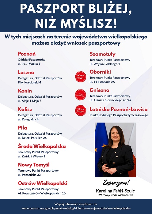 informacja o wielkopolskich lokalizacjach paszportowych