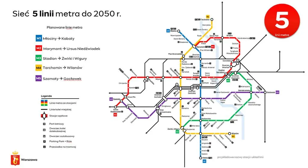 Pięć linii metra, plan ratusza