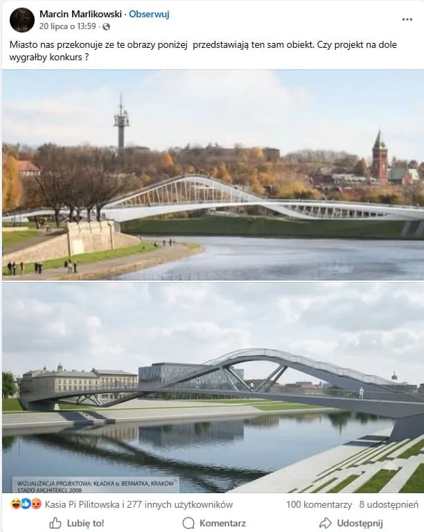 Post Marcina Marlikowskiego w grupie „Nasze miasto w naszych rękach” na Facebooku