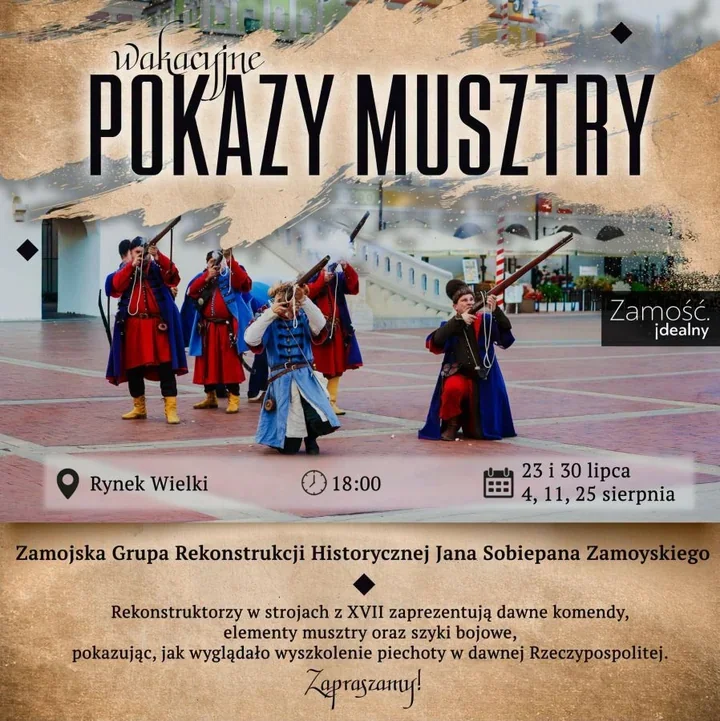 Dawne komendy na Rynku Wielkim. Wakacyjne pokazy musztry w Zamościu