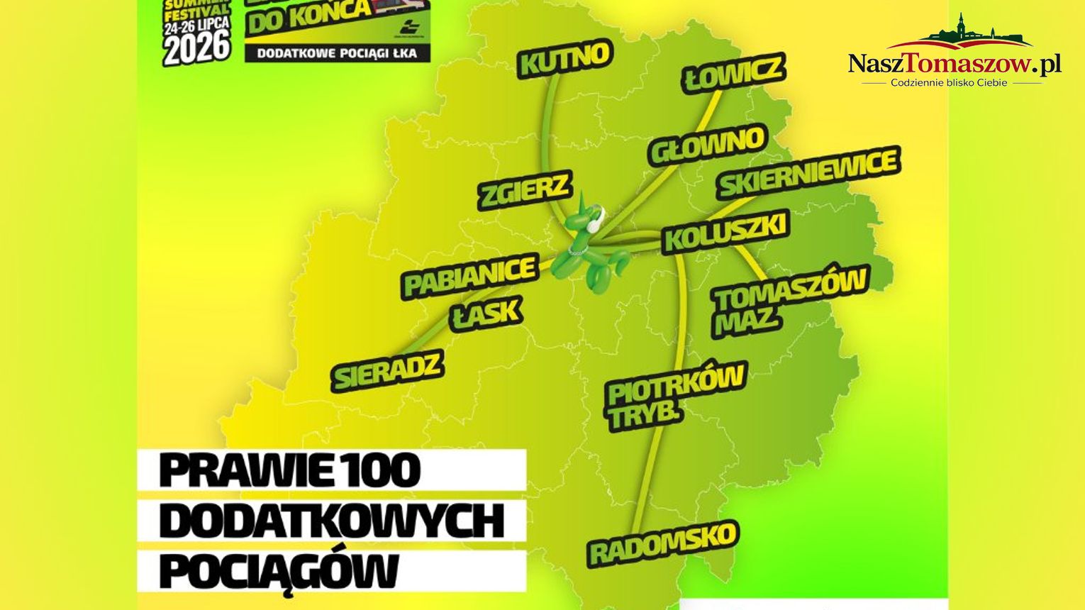 Dodatkowe pociągi z Tomaszowa na Łódź Summer Festival. ŁKA zapowiada wygodny dojazd