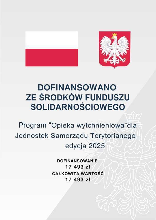 Flaga biało-czerwona. Biały orzeł ze złotą koroną na głowie, z dziobem i szponami złotymi, na czerwonym polu tarczy.