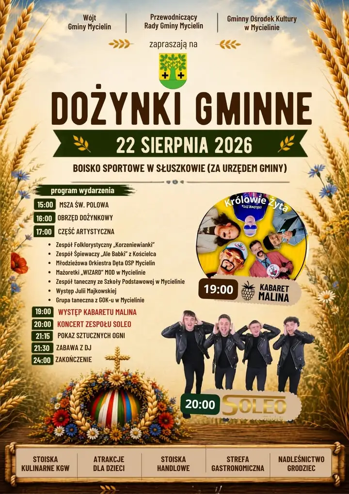 Dożynki Gminne w Mycielinie – 22 sierpnia w Słuszkowie