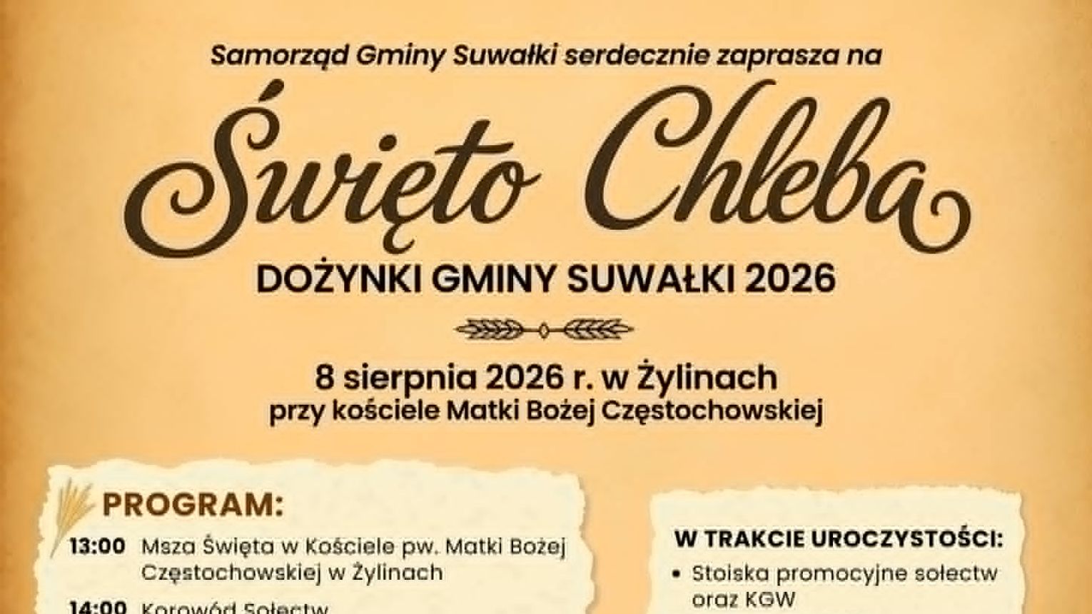 Dożynki Gminy Suwałki 2026 już 8 sierpnia. W Żylinach wystąpi zespół Topky