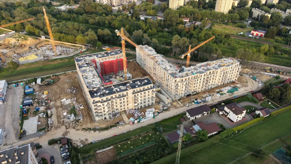 "Bloki przy Meiera w Krakowie nowe osiedla Prądnik"