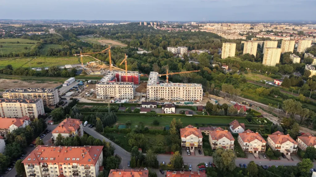 "Bloki przy Meiera w Krakowie nowe osiedla Prądnik"