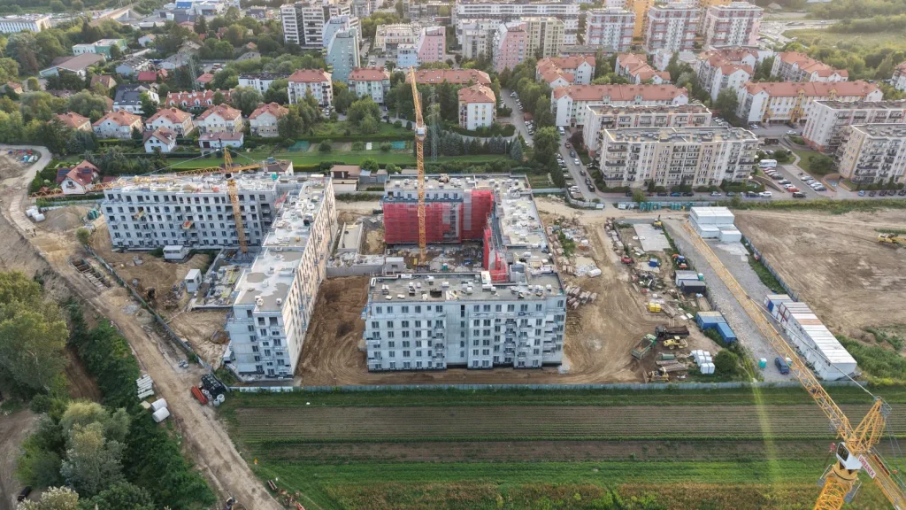 "Bloki przy Meiera w Krakowie nowe osiedla Prądnik"