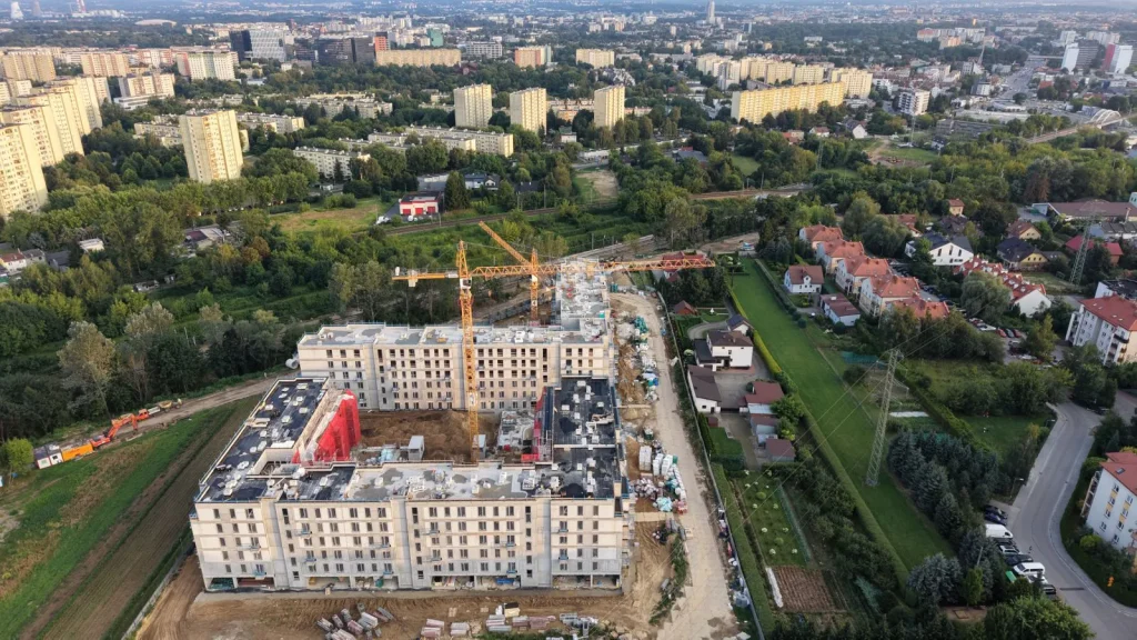 "Bloki przy Meiera w Krakowie nowe osiedla Prądnik"