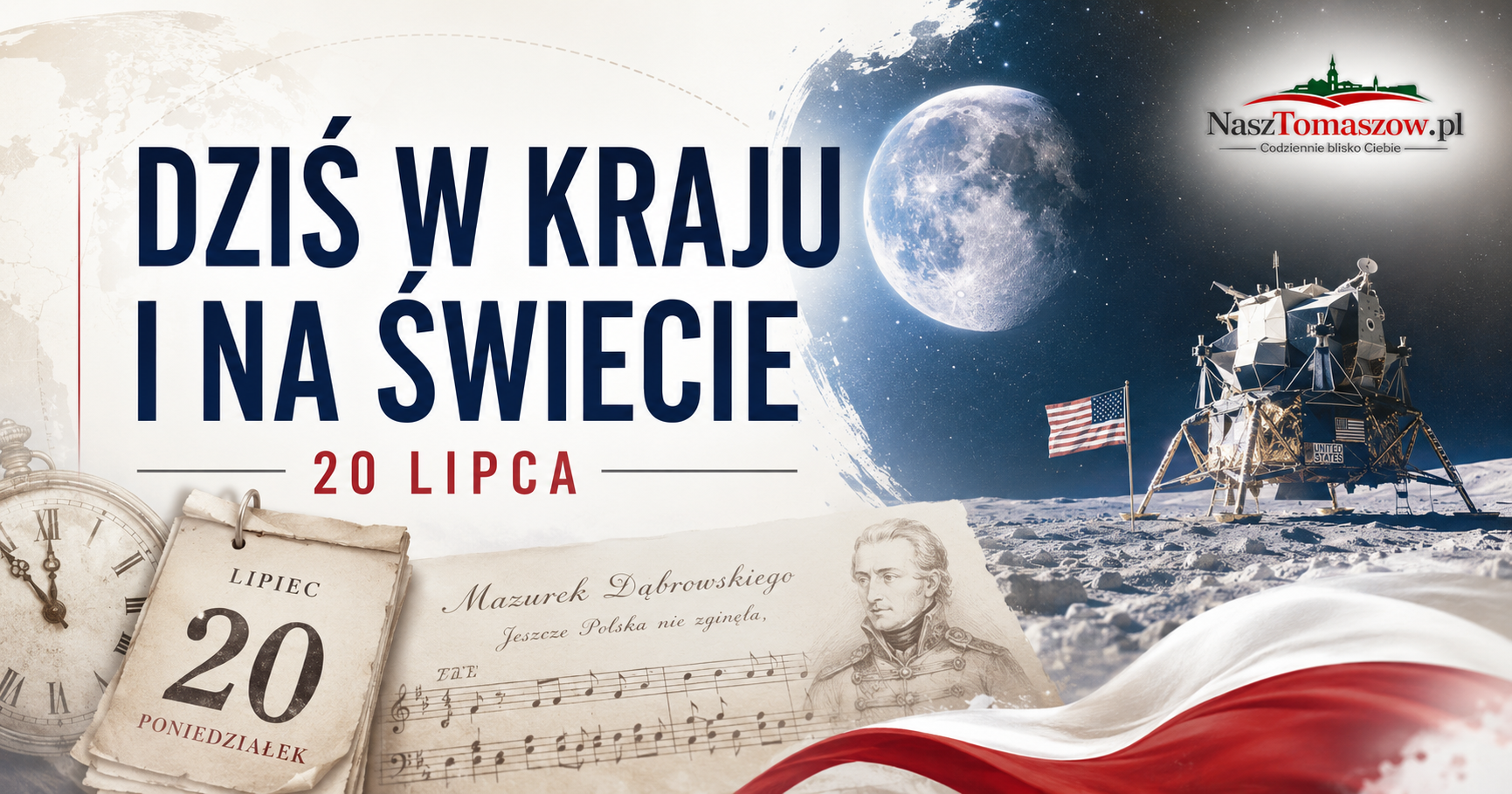 Dziś w kraju i na świecie. Od „Mazurka Dąbrowskiego” po lądowanie człowieka na Księżycu
