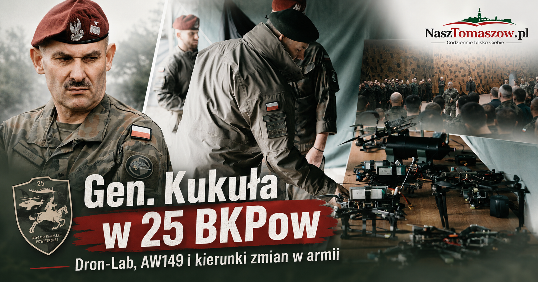 Generał Wiesław Kukuła z wizytą w 25 Brygadzie Kawalerii Powietrznej. Drony, śmigłowce AW149 i przyszłość armii