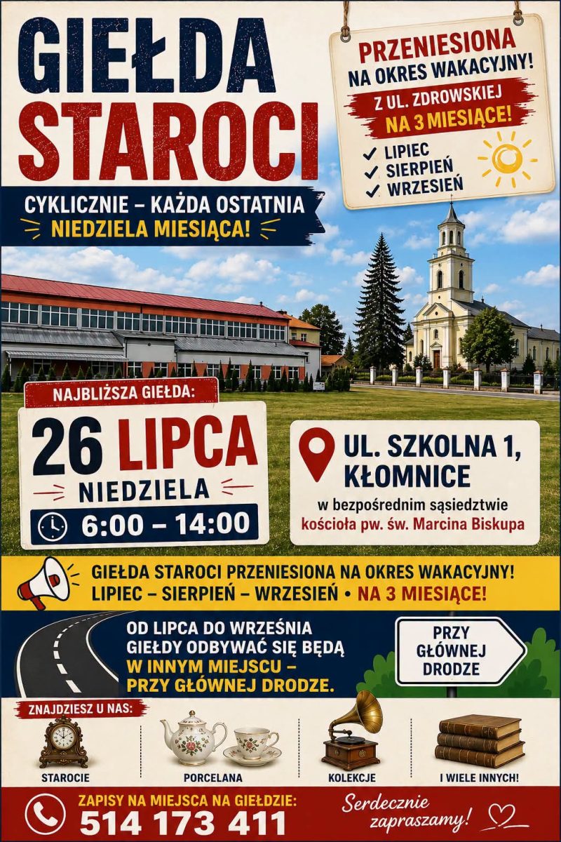 Giełda Staroci w Kłomnicach – zapraszamy!