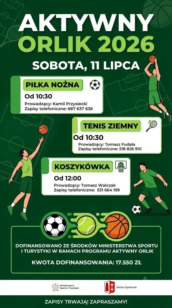 Gmina Opatówek zaprasza na sportową sobotę na Orliku