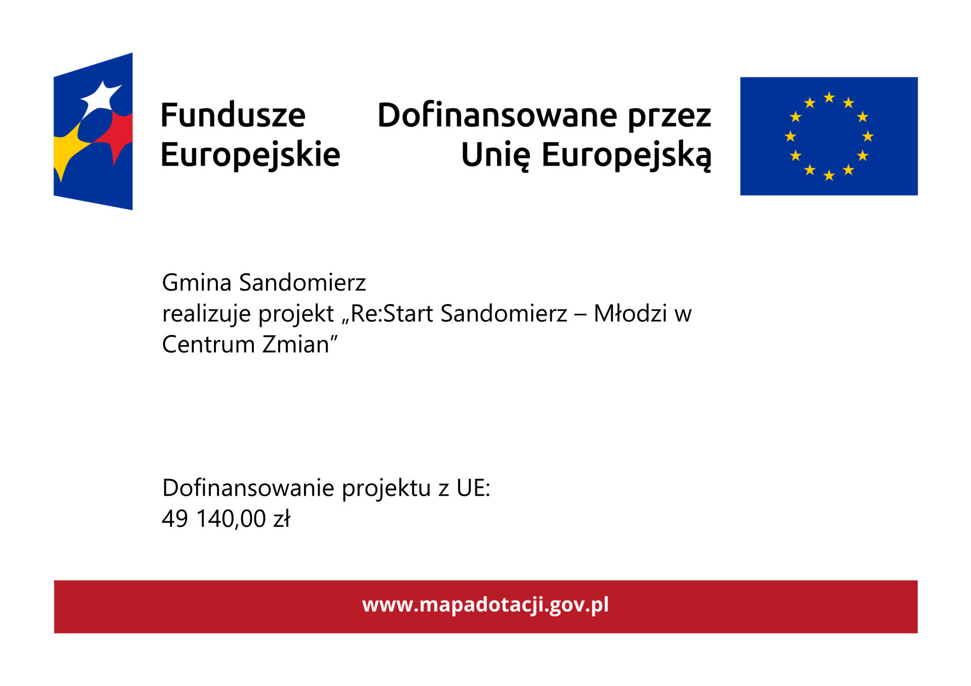 Gmina Sandomierz realizuje projekt "Re Sandomierz - Młodzi w Centrum Zmian"