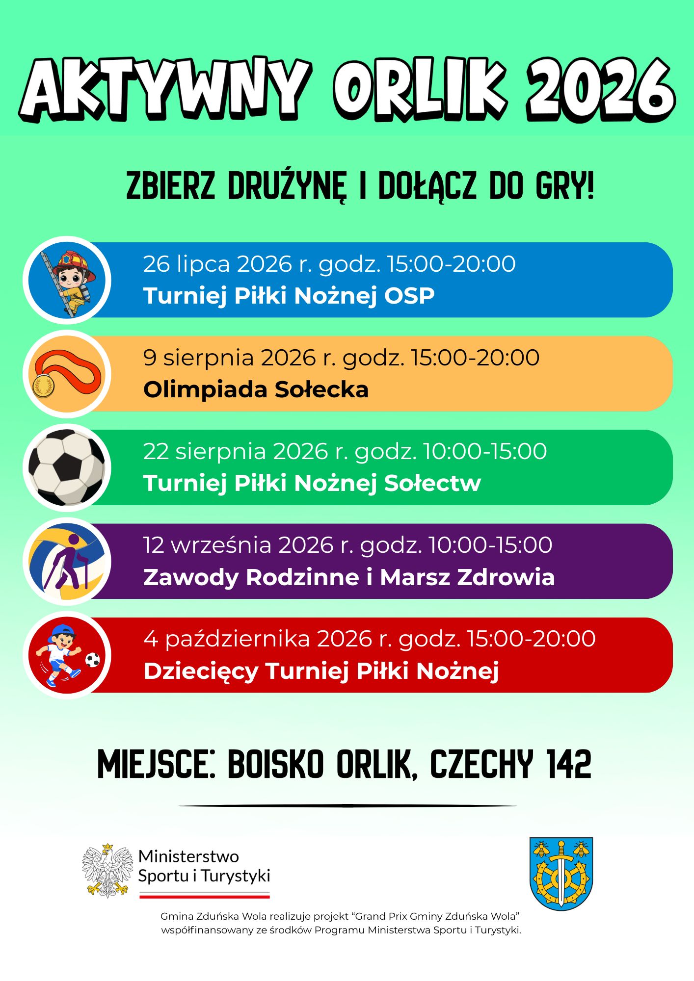 Gmina Zduńska Wola z dofinansowaniem z MSiT na program -Aktywny Orlik 2026