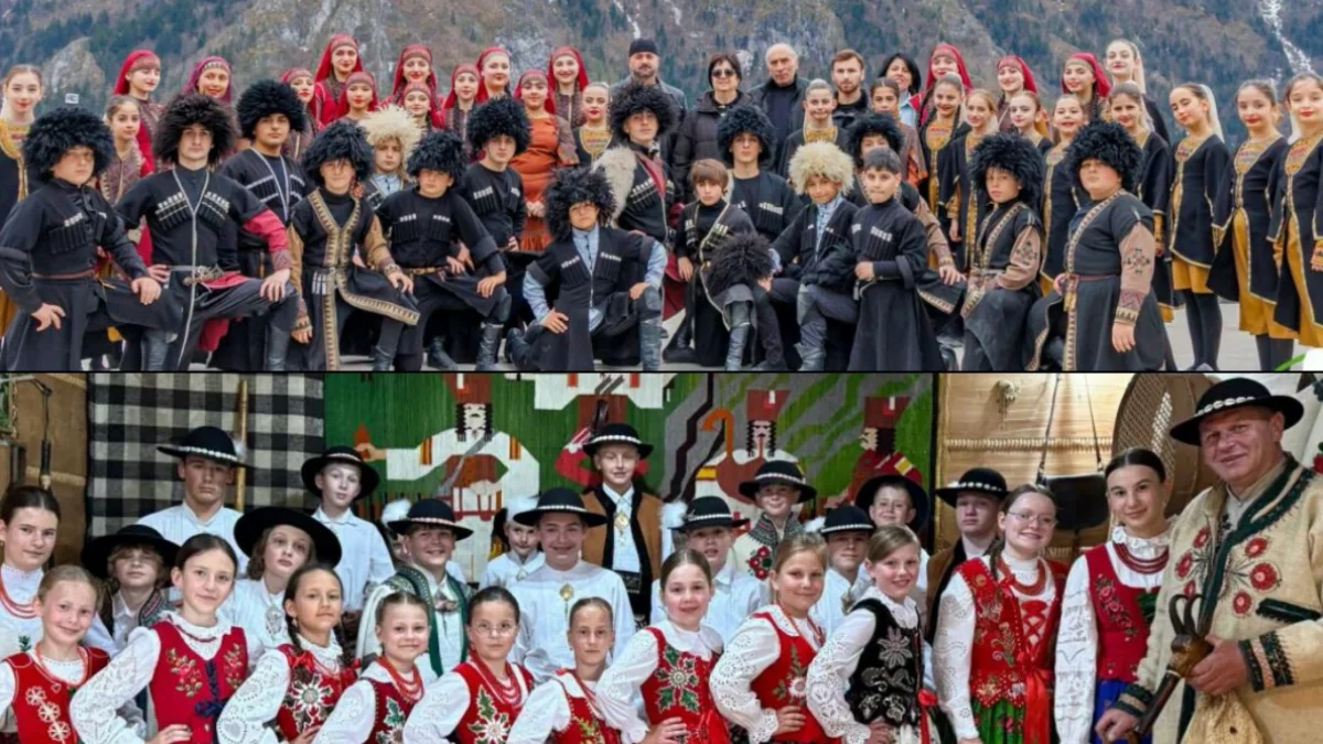 Góralski i kaukaski folklor na scenie w parku