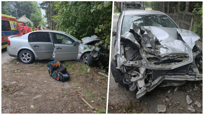 Haczów: Opel uderzył w betonowe ogrodzenie. W aucie znajdowało się roczne dziecko