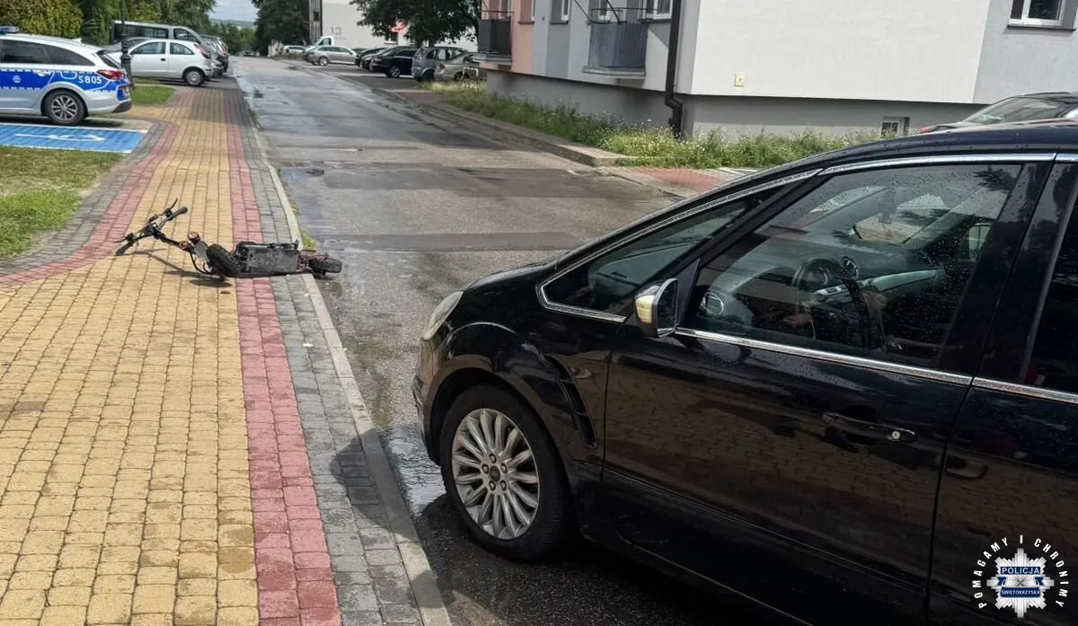 Hulajnogą elektryczną wjechał pod forda. 40-latek był pod wpływem środków odurzających