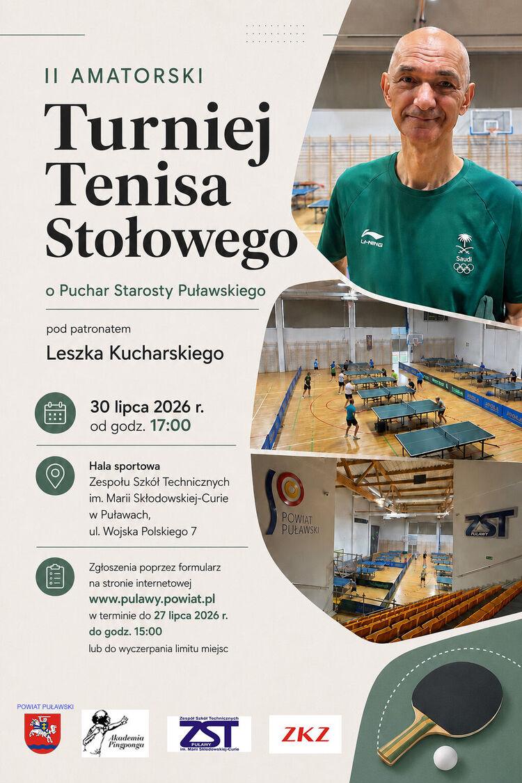 Wydarzenie wspierają Zespół Szkół Technicznych im. Marii Skłodowskiej-Curie w Puławach oraz Zespół Kształcenia Zawodowego w Puławach.