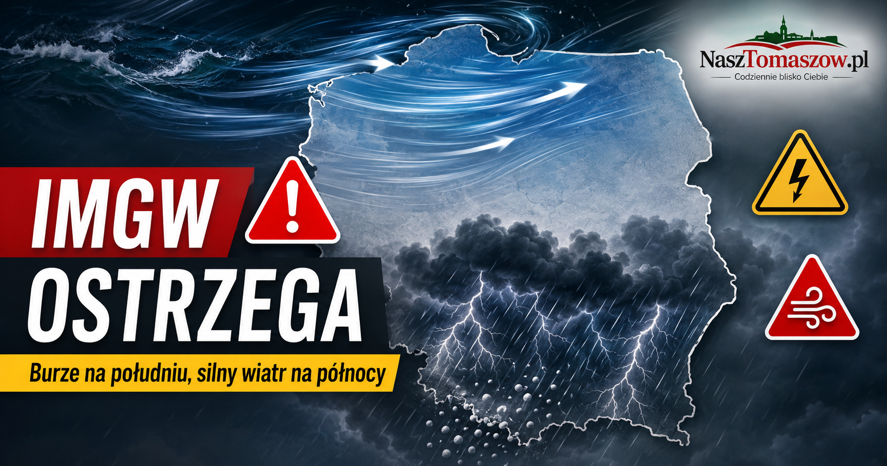 IMGW ostrzega: burze na południu, bardzo silny wiatr nad Bałtykiem. W Pomorskiem alert najwyższego stopnia
