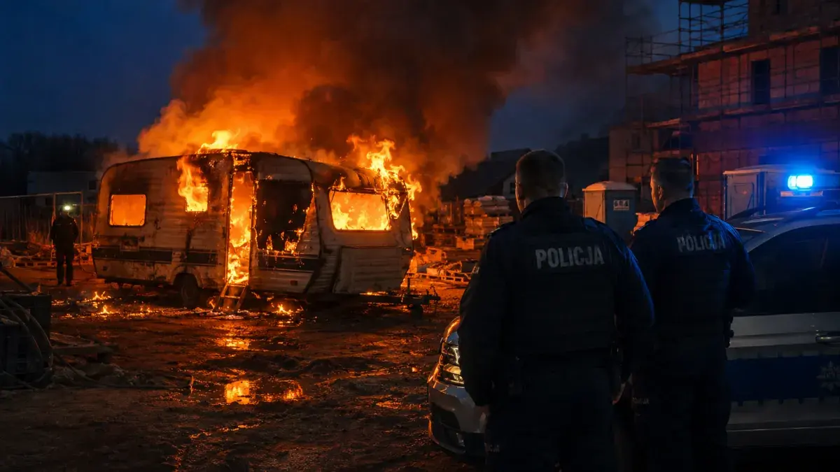 Ińsko. 23-latek podpalił przyczepę, w której była jego znajoma