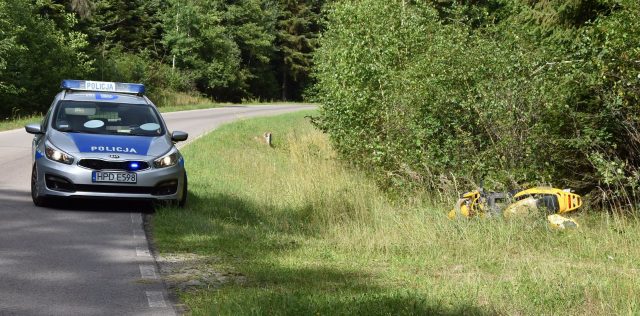 Jeleń uderzył w skuter w Ratwicy. 46-latek trafił do szpitala