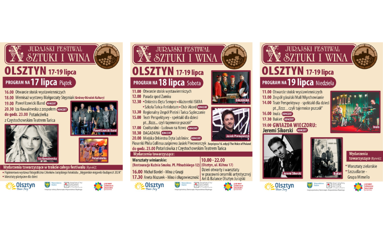 Jurajski Festiwal Sztuki i Wina wraca do Olsztyna. Trzy dni koncertów, wystaw, warsztatów i dobrej zabawy