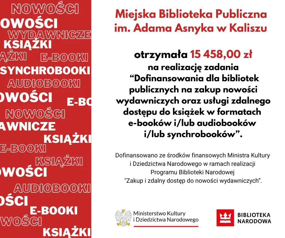 Kaliska biblioteka z dofinansowaniem na nowości wydawnicze i e-booki