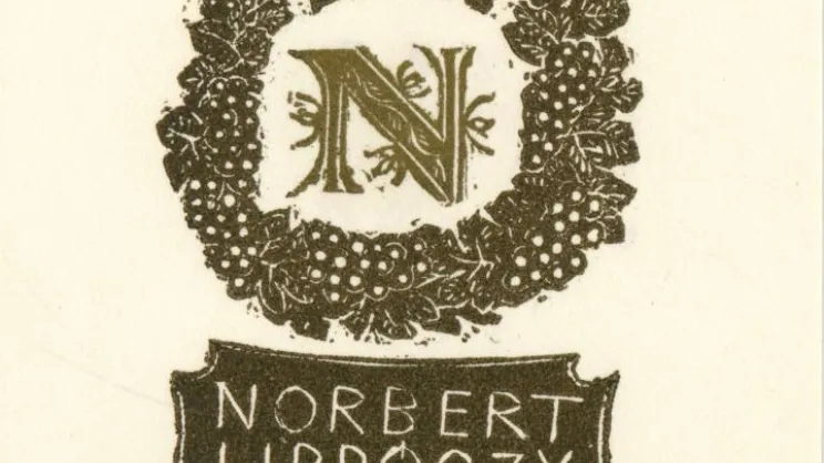 Exlibris Jozefa Szuszkiewicza ofiarowany Norbertowi Lippóczy'emu